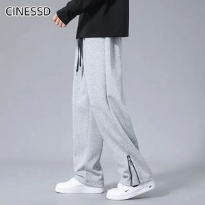 Autumn Micro Flared Pants Sweatpants Baggy Joggers Cotton Korean Neutral Loose Outdoor Personality Design Jogger Trousers 240410