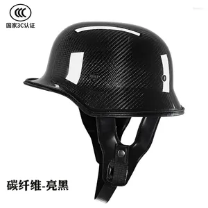 Motorcycle Helmets Carbon Fiber Vintage Ladle Helmet DOT Certified Cruise German Soldier Half