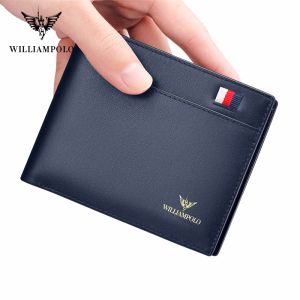 Wallets Williampolo Brand Busines Men Wallet Genuine Leather Bifold Wallet Bank Credit Card Case Id Holders Male Coin Purse Pockets New