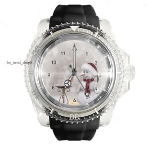 Wristwatches Transparent Silicone Black Watch Christmas Snowman Old Man Watches Men's and Women's Fashion Quartz Wrist 62