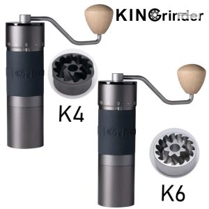 グラインダーマニュアルコーヒーグラインダーkingrinder K4 /k6マニュアルコーヒーグラインダーポータブルミル420ステンレス鋼48mmステンレス鋼メッキバー