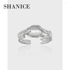 Кластерные кольца Shanice S925 Стерлинговое серебряное опал для женщин овальный срезан октябрьский камень наполовину вечность.