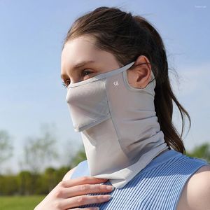 Bandanas Silk Face Scarf Breathable Full Sun Protection Mask Soft Adjustable Anti Ultraviolet Thin For Summer Outdoor Activities
