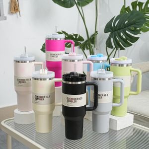 Tumblers Quencher H2.0 40oz Stainless Steel Tumblers Cups With Silicone Handle Lid and Straw 2nd Generation Car Mugs Vacuum Insulated Water Cup