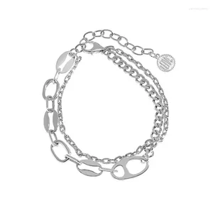 Länk armband mode personlighet 925 sterling silver flerskiktsarmband dubbelskikt för män eller kvinnor