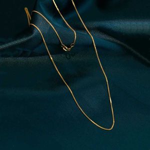 Pendant Necklaces Real 18K Gold Womens Necklace AU750 Chopin Chain Choker Festival Great Gift New Fashion Simple Style Fine Jewelry 240419