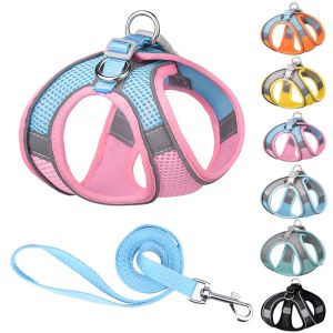 Pet supplies dog leash, cat dog chest strap, vest style breathable reflective walking rope leather leash set, suitable for outdoor pet vests of dog breeds