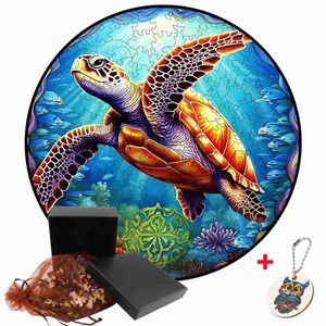 3D Puzzles Charming Animal Sea Turtle Jigsaw Puzzle Games For Kids Adults Popular Challenging Montessori Interactive Toys Wooden DIY Crafts 240419