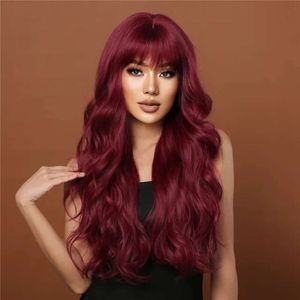 human curly wigs Wig womens air bangs long hair with large waves dyed synthetic fiber full headgear hot selling long curly hair