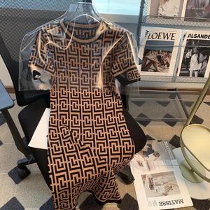 Casual Dresses Women's Vintage Elegant Jacquard Sticked Round Neck Dress Slim Fit Mini Female Summer Trendy 2024