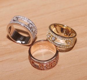 Fashion Women Ring 3 يمكن أن تتحرك الخاتم S925 Sterling Silver Zirconia Crystal Slide Moving Ring Mother Day Gift6935304