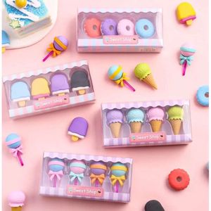 4pcs nefis lehine tatlı silgiler dhl set mini lollipop Icecream Popsicle Donuts Çocuklar İçin Kauçuk Kalem Silgi Öğrenci Ödülü C0607G3