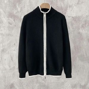 Herrtröjor kläder cardigan dragkedja stickad tröja hane krage svart jacka kappa zip-up koreansk mode t shirt vår höstläge a x