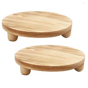 Jewelry Pouches Round Pedestal Riser Board Wood Display Pot Flower Holder For Indoor Outdoor