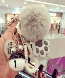 Luxury Creative Plush Keychain Pendant Exquisite Rex Rabbit Fur Ball Car Key Chain Handbag Pendant G10191853409