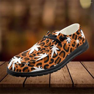 Casual Shoes INSTANTARTS Brown Leaf Leopard Pattern Women Men Flat Comfort Mesh For Ladies Wear-resistant Non-Slip Loafers Gifts