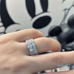 مصمم Messikas Jewelry S925 Sterling Silver Ring Mei عائلة ROW مزدوج الماس مربع الربط السكر مكان التصميم الخفيف الفاخر