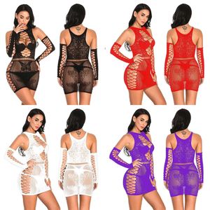 Seksi kadın iç çamaşırı seti fishnet babydoll örgü iç çamaşırı kimyasal nightwear mini elbise oyuncak bodysuit ücretsiz beden