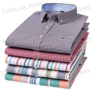 Camisas casuais masculinas tamanho M ~ 7xl 100% de algodão puro oxford masculino camisa xadrez masculino casual de alta qualidade camisa longa para homens botão para cima camisa T240419