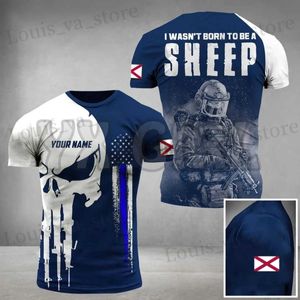 Мужские футболки Новая летняя ветеран моды Персонализированная полиция Алабамы. Я не родился, чтобы быть SHP 3D по всему печатному топ-рубашкам, рубашка Unisex T240419