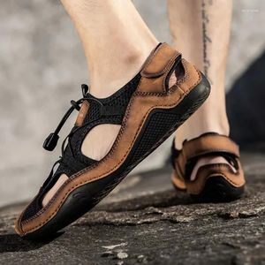 Sandals Men Large Size Hollow Summer Lightweight Comfortable Sneakers Round Head Solid Colour Walking Hiking Shoes