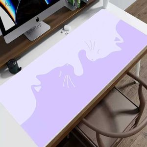 Mauspads Handgelenk ruhen lila Katzenmaus -Pad Gamer Mousepads Gaming Mousepad xxl Mausmatte Große Tastaturmatte Kawaii niedliche Schreibtischpolster für Computer Laptop Y240419