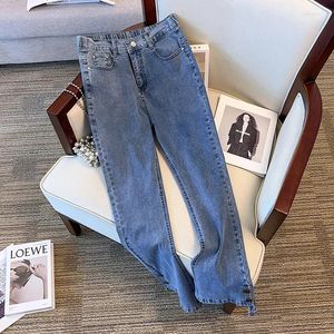 Women's Jeans Big Size Women Clothing Autumn Winter 2024 Extra Large Female 100/150kg Long Pants High Waist Casual Loose Fit Slim Flare