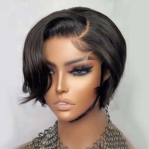 Mänskliga lockiga peruker peruk kvinnor Kort hårhuvud täcker svart stiligt bobo huvud kemisk fiber hög temperatur siden peruk peruk