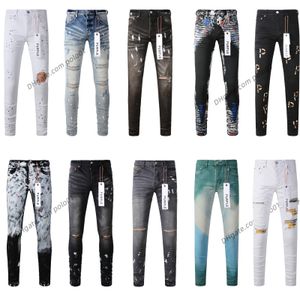 jeans viola jeans jeans per maschili marchi viola jeans buco moto magro alla moda foro patchwork strappato tutto l'anno a gambe sottili