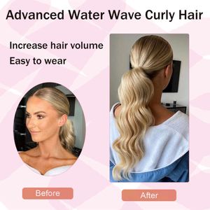 human curly wigs Womens long curly hair with ponytail wig natural simulation synthetic fiber wig water ripple pattern drawstring high ponytail braid