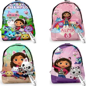 Backpacks Gabby's Dollhous Backpack Girls Boys Schoolbag kids Cartoon 3D Print Gabby Cat Bookbag Mochila Kawaii Bagpack Children Backpacks