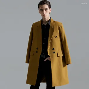 Men's Trench Coats Mid Length Style Male Luxury Double Breasted Casual Jackets Autumn Winter Fashion Loose Man