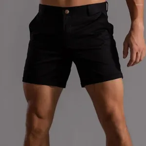 Herren-Shorts Männer im gesamten Sommer-Sommerfracht mit Taschen Mid-Rise Button Reißverschluss Casual Short Hosen solide für Sport