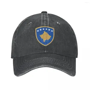 Caps de bola masculino Baseball Cap Kosovo emblema carvão lavado jeans clássico Classic Cotton Dad Trucker Hat Unissex Adult