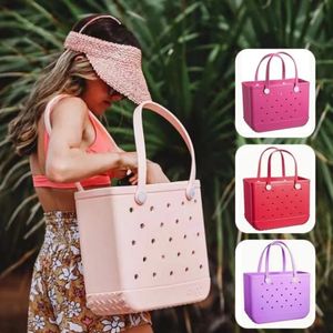 Large Capacity Beach Bogg Bags Fashion Summer Swimming Storage Baskets Rubber Over Sized Tote Solid Color Eva Jelly Mummy Bags 240415