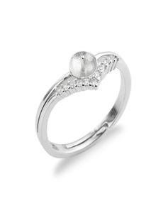 Pearl -inställningar ringer tomt Clear Zircon 925 Sterling Silver Findings Diy Jewelry Ring Mount 5 Pieces2482696