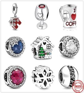 Novo 925 Sterling Silver Christmas Charm Coffee Coffeeflake House Fit Fit original Bracelet Diy Mulheres joias 20202607327