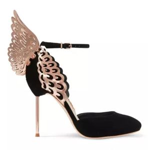 Sophia Webster läder sandaler ihåliga pumpar med runda tår fjäril vinge stilettos storlek 3442 svart9706987