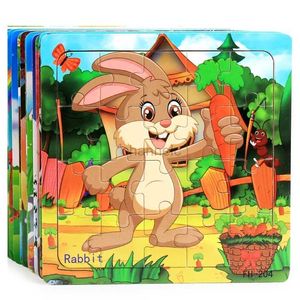 3D -Rätsel Neues 20 -teiliges Montessori 3d Puzzle Cartoon Tierfahrzeug Jigsaw Holz Puzzle Spiel Frühes Lernen Bildungsspielzeug für Kinder 240419