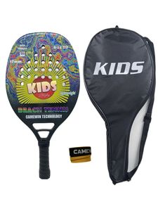 614YO Kids Beach Tennis Racket Börjare kolfiber 270G Lätt lämplig för barn med täckning Present Black Friday 240411