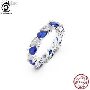 Solitaire Ring Orsa Jewels 100% 925 Sterling Silver Created Sapphire Diamond Rings for Women Fashion 4A Zircon Wedding Band Rings smycken LZR03 D240419