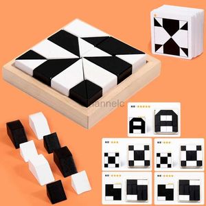 3D Puzzles Montessori 3D Puzzle Wooden Space Thinking Imagination Logic Games Childrens Math Educational Toys BoardGifts for Kids DIY Gift 240419