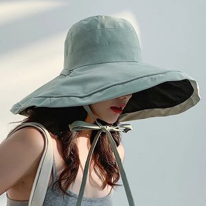 Summer Women Double Side Fashion Wide Large Brim Sun Hat Outdoor Beach Cap berretto UV Protezione Sun Protezione Cappello 240417