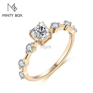 Pierścionki ślubne Mintybox Nowy Moissanite 5.0 mm Pierścień 10k żółte złote pierścionki wieczne dla kobiet srebrne s925 biżuteria Diamentowy zespół zaręczynowy 240419