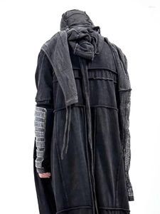 Herren Trench Coats Nischendesigner Stil Distelte schmutzige Wäsche Abfall Boden Wind Kapuze -Mantel Kleidung