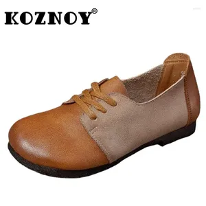 Casual Shoes Koznoy 2cm Women's Moccasins Cow Genuine Leather Comfy Fashion Elegance Females Mixed Color Flats Summer Ethnic Shallow
