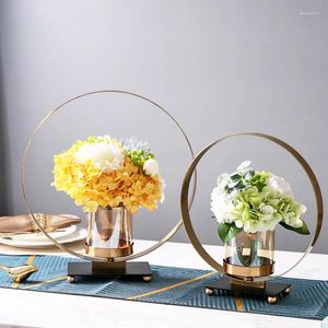 Vases Creative European Glass Candle Holders Metal Arts Flower Vase Home Table Decoration Wedding Party Romantic Candlestick Crafts