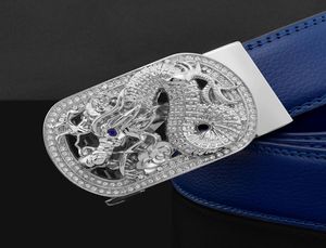 Dragon Zodiac echte Ledergürtel Designer Luxusmarke Korsettgürtel berühmte Kuhlattengoldgürtel Blau4319244