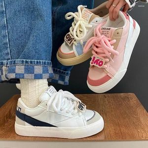 Scarpe casual Sneaker da donna Falto piatto a filo a colore misto di top di alta qualità in stile vera pelle vera pelle di lusso club shoe club