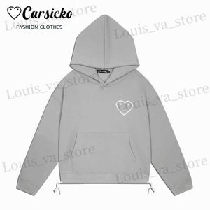 Moletons de moletons masculinos Carsicko Moda de moda Tops Y2K High Strt Casual Mulheres Hoodies Capóis de algodão de qualidade Sorto esportivo Pullover de hip hop T240419